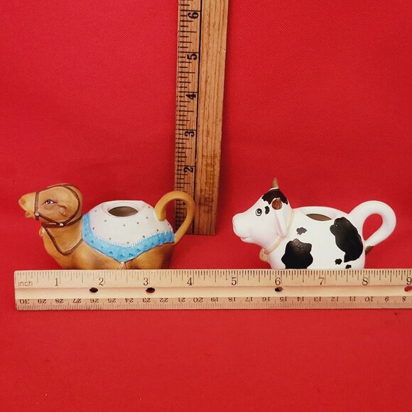 Vintage  Miniature Creamer Clay Pottery Cow Camel Set of 2 - Picture 10 of 11